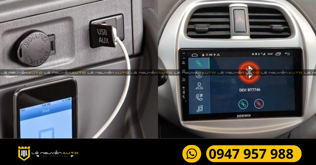 Kết nối màn hình ô tô bằng cap USB và bằng Bluetooth