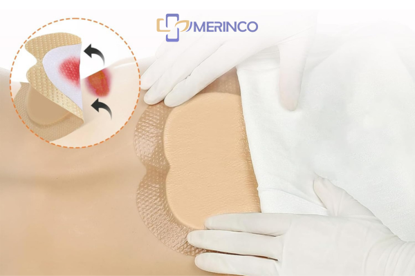 Gạc xốp hút dịch chống loét cùng cụt, loét mông có viền dính silicone Seasight
