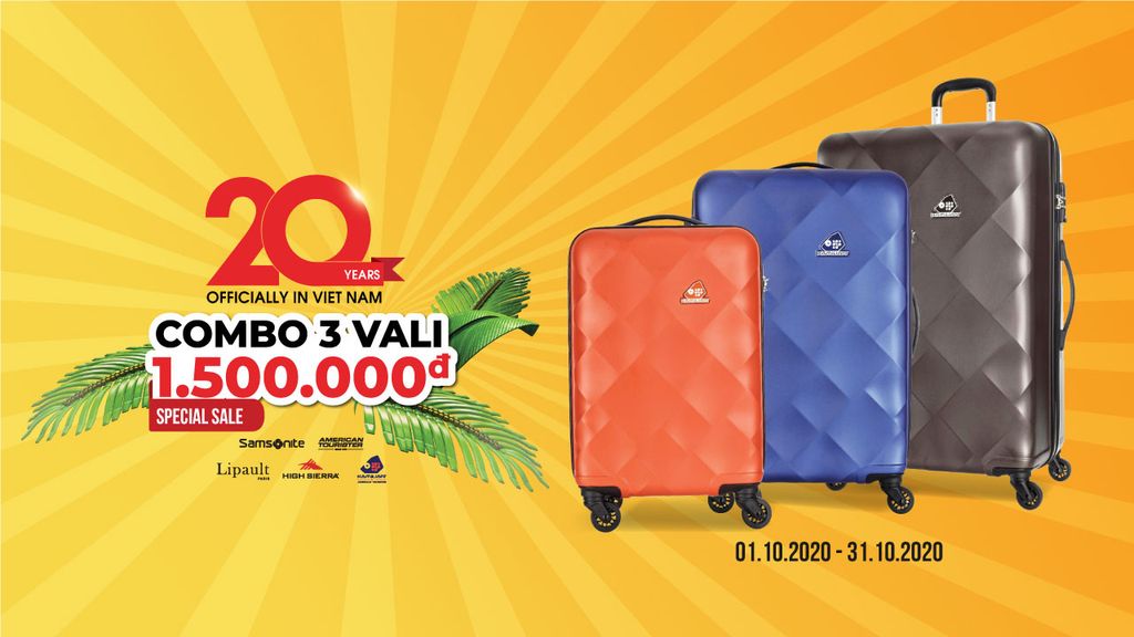 Cơ hội 20 năm có 1 - Combo 3 vali 1.500.000VND