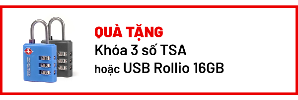 Quà tặng: Khóa 3 số TSA hoặc USB Rollio 16GB
