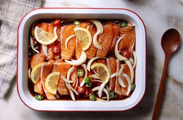 cá hồi ngâm tương