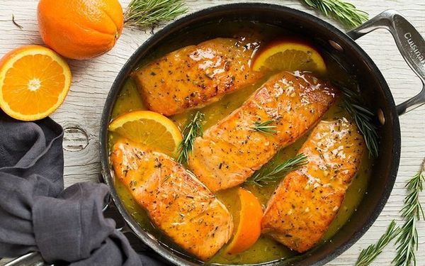 cá hồi sốt cam mật ong
