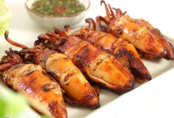 mực ống nhồi thịt chiên