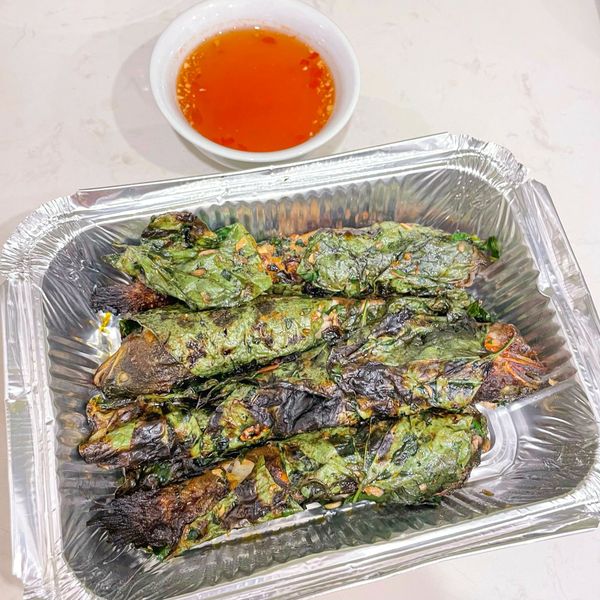 cá bống bớp nướng lá lốt