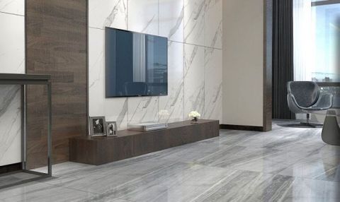 Mẫu gạch ốp tường phòng khách khổ lớn đẹp cho phong cách hiện đại