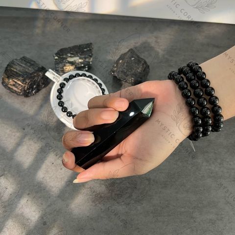 black tourmaline, vòng tay đá phong thủy, vòng tay đá năng lượng, bảo vệ khỏi năng lượng tiêu cực