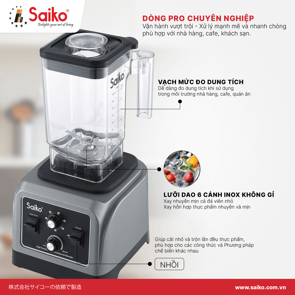 Máy xay sinh tố công nghiệp Saiko BLG-2800 PRO