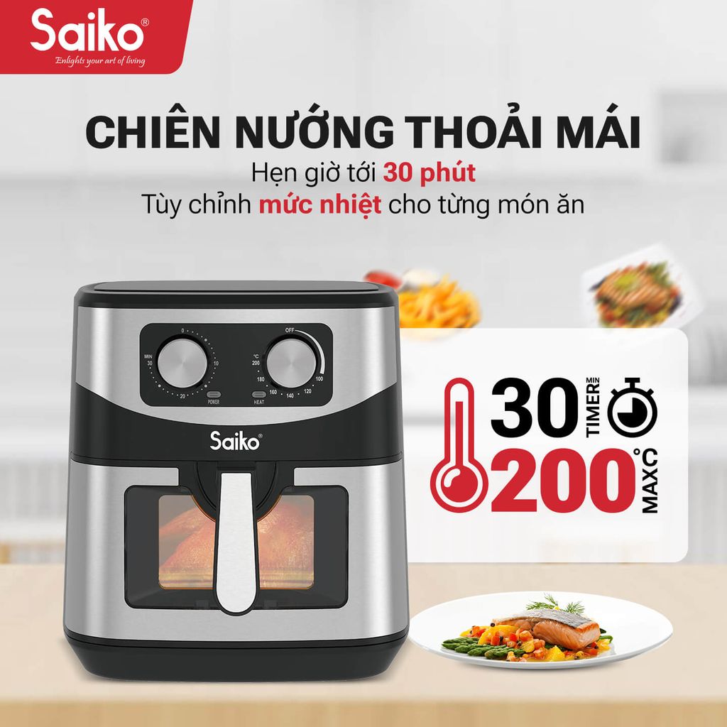 nồi chiên không dầu saiko 11 lít fry-p11