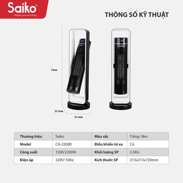 máy sưởi gốm saiko ch-2200r