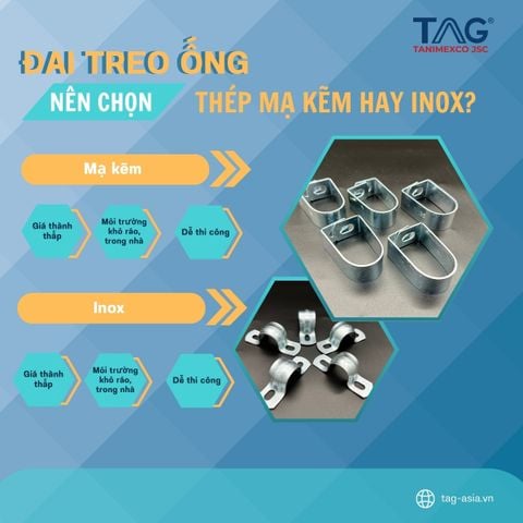 ĐAI TREO ỐNG: NÊN CHỌN THÉP MẠ KẼM HAY INOX?