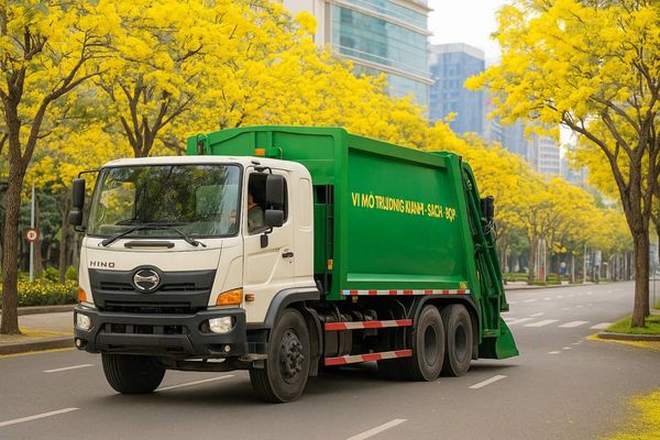 Xe cuốn ép rác 22 khối Hino
