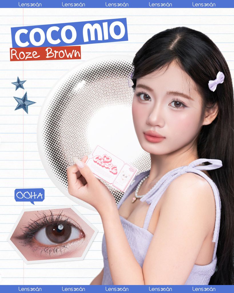 Ảnh bìa lens Coco Mio Roze Brown – Lens nâu hồng dịu dàng, tự nhiên trong veo