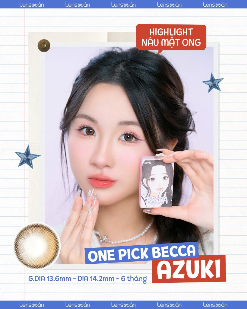 Lens One Pick Becca Azuki màu nâu mật ong tự nhiên