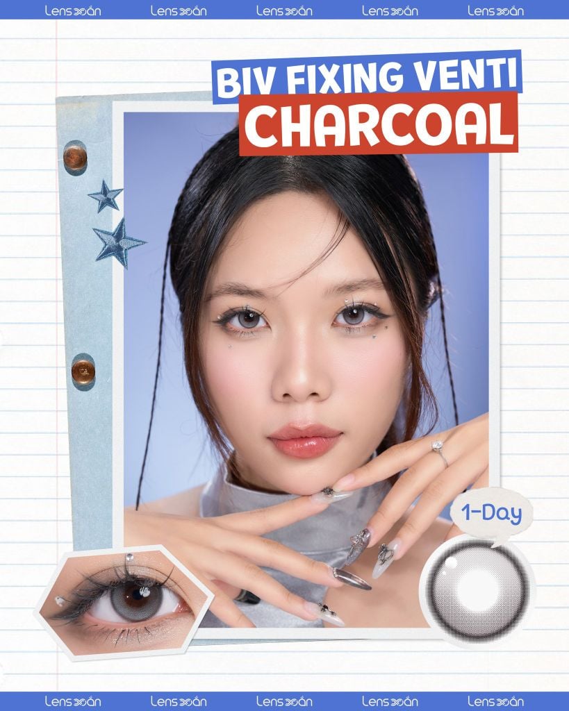 BIV Fixing Venti Charcoal – lens xám than đá ánh bạc 1 ngày, công nghệ Fixing 180°