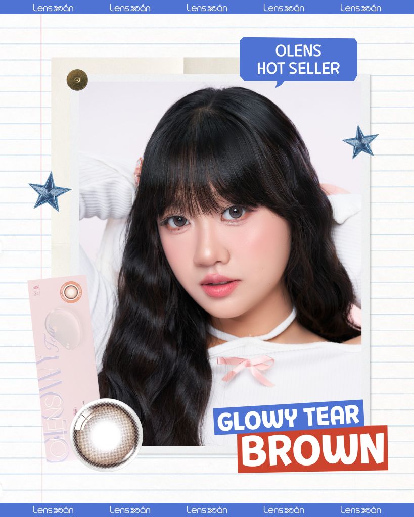 Glowy Tear Brown – Lens nâu đồng hiệu ứng mắt ướt Bling Bling