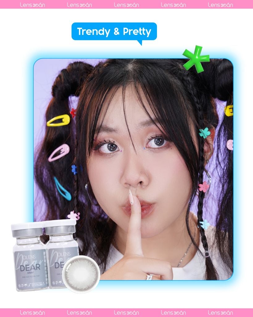Lens Dear Gray Olens – Xám khói tự nhiên cho layout makeup tone lạnh
