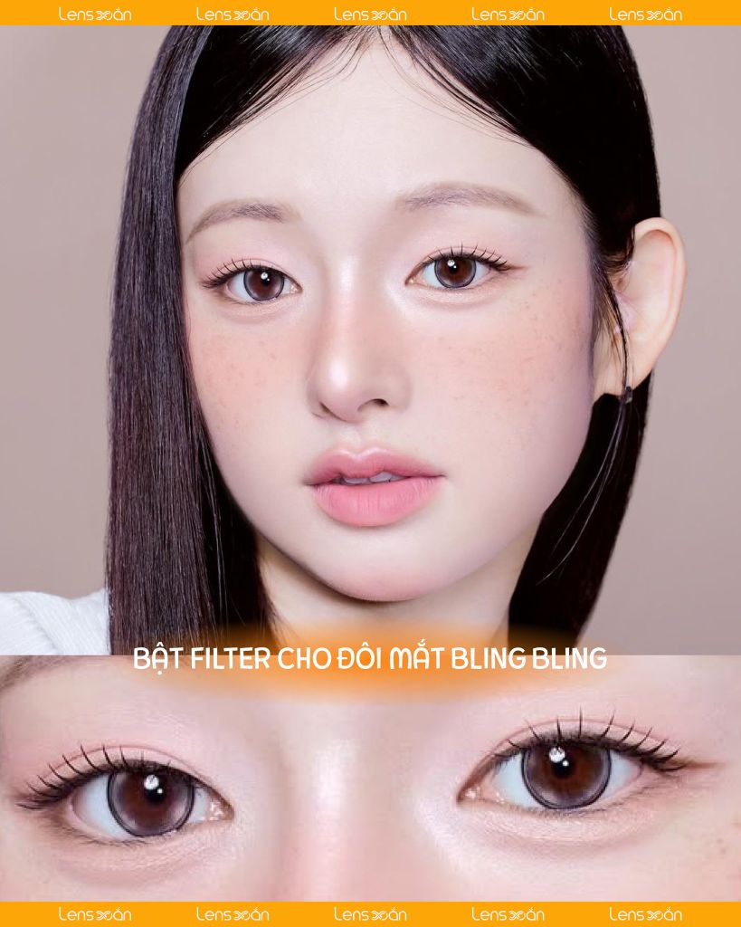 Meow Devon Beige – lens nâu đồng bling bling mới nhất BST Meow Fluffy