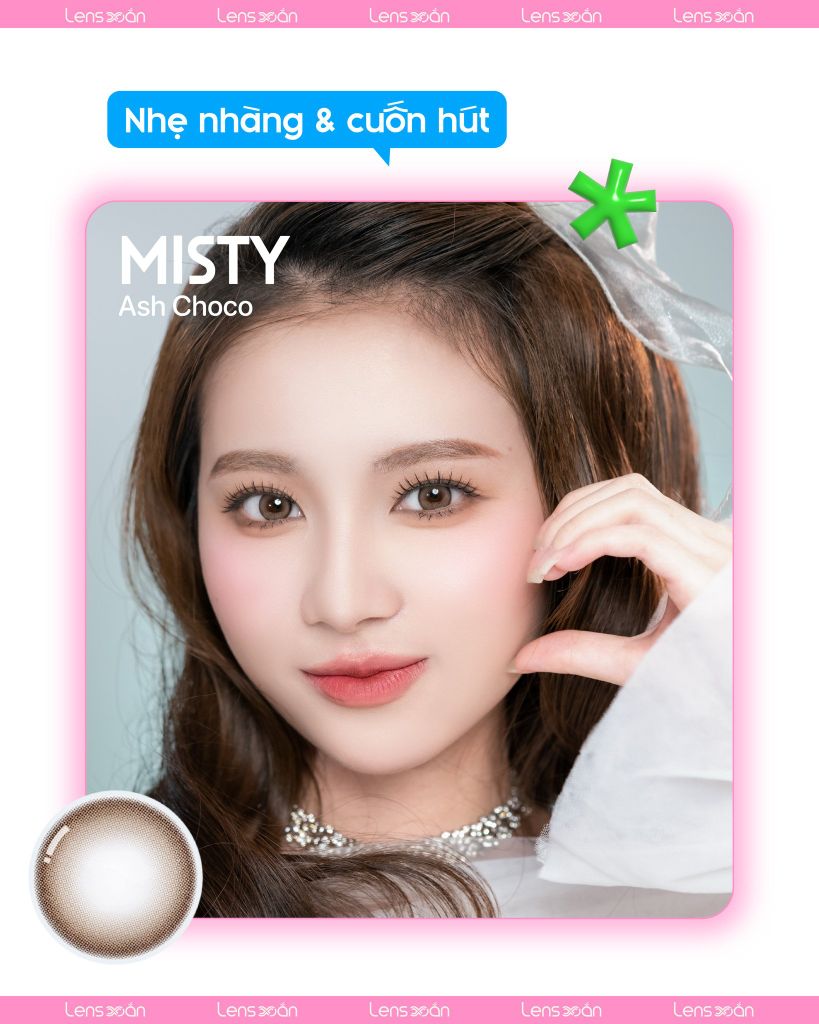 Misty Ash Choco – Lens 1 ngày tone nâu choco ánh xám, tự nhiên và nhẹ nhàng, thiết kế viền trong suốt tạo đôi mắt trong veo