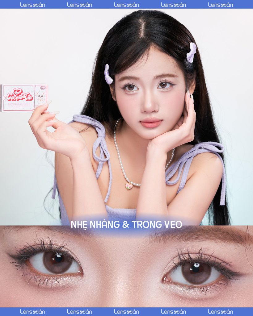 Ảnh bìa lens Coco Mio Roze Brown – Lens nâu hồng dịu dàng, tự nhiên trong veo