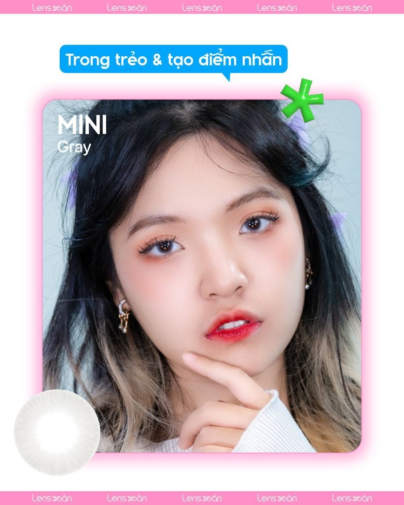 Lens Mini Gray – Lens xám không vân, không viền dành cho mắt nhỏ & layout nhẹ nhàng