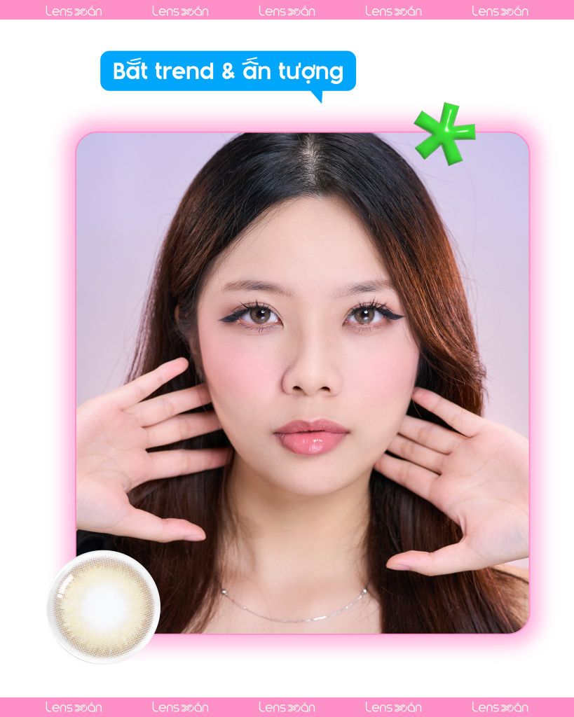 Lens Dear Brown màu nâu hạt dẻ nhẹ nhàng ánh vàng, G.DIA 13.0mm, không viền tự nhiên