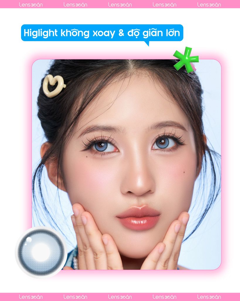 Lens BIV Fixing Venti Denim tone xanh xám ánh bạc, công nghệ highlight không xoay, G.DIA 13.8mm