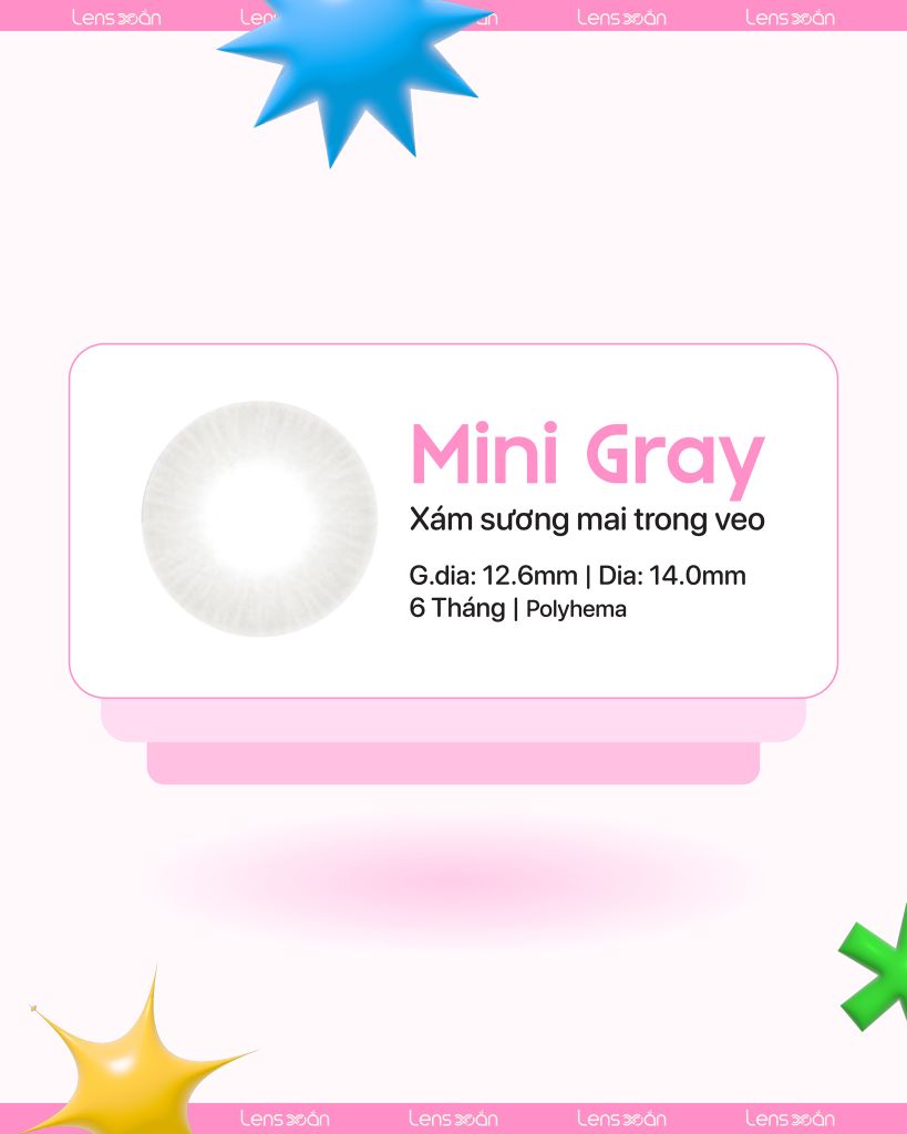 Lens Mini Gray – Lens xám không vân, không viền dành cho mắt nhỏ & layout nhẹ nhàng