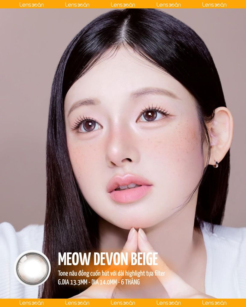 Meow Devon Beige – lens nâu đồng bling bling mới nhất BST Meow Fluffy