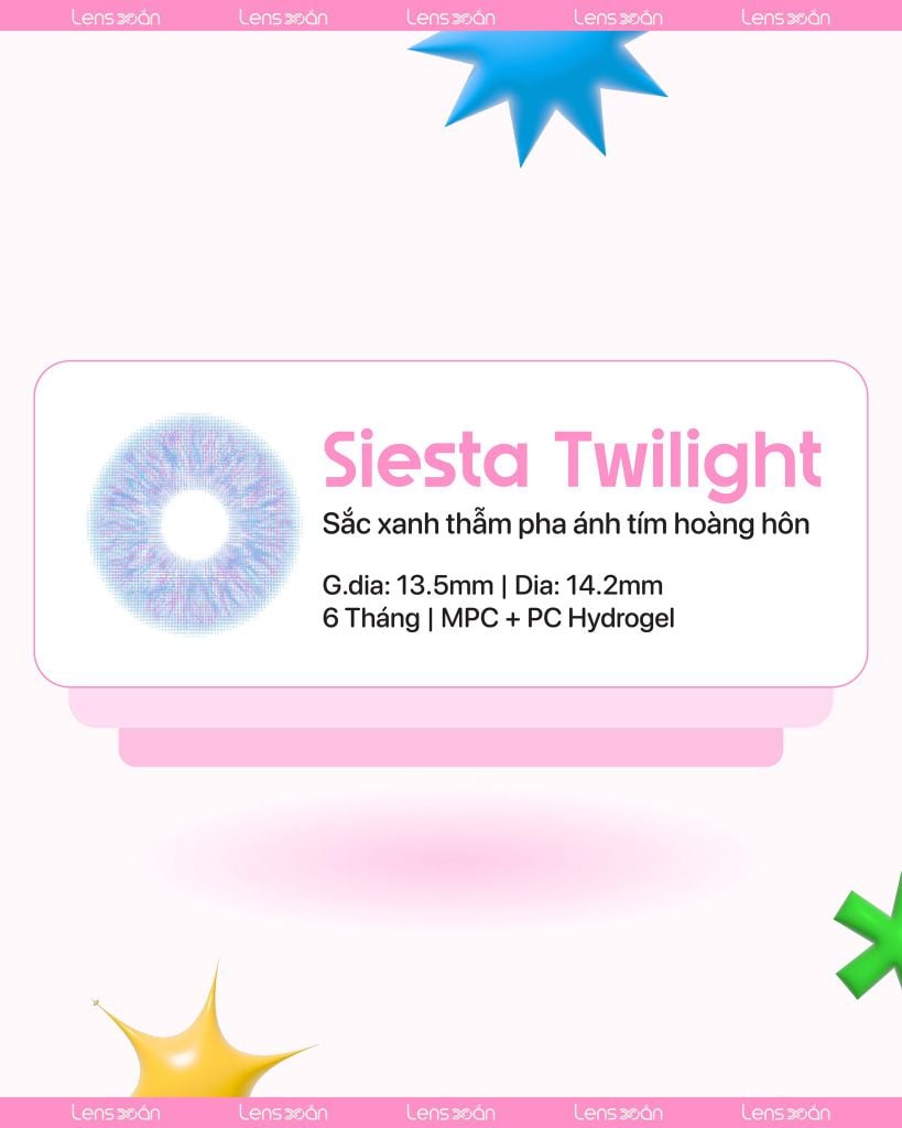 Lens Siesta Black Twilight – Lens tím ánh xanh không viền, vân tia nhẹ nhàng tựa hoàng hôn