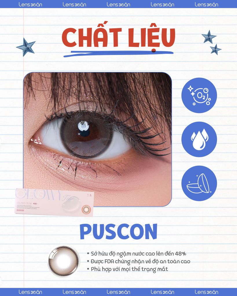 Glowy Tear Brown – Lens nâu đồng hiệu ứng mắt ướt Bling Bling