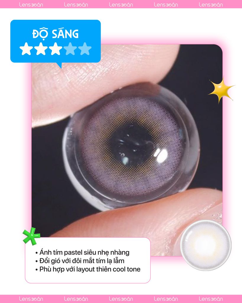 Tím pastel nhẹ nhàng cho nàng thơ: Review lens 1 ngày FRENCH SHINE LAVENDER từ OLENS