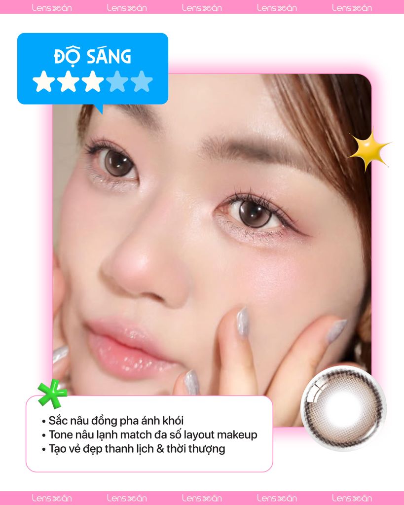 Glowy Tear Brown – Lens nâu ánh khói dịu nhẹ, thời thượng