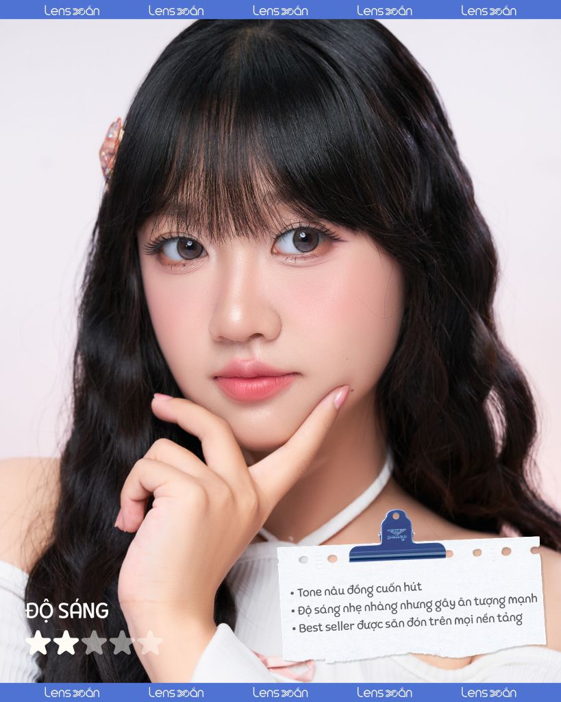 Glowy Tear Brown – Lens nâu đồng hiệu ứng mắt ướt Bling Bling