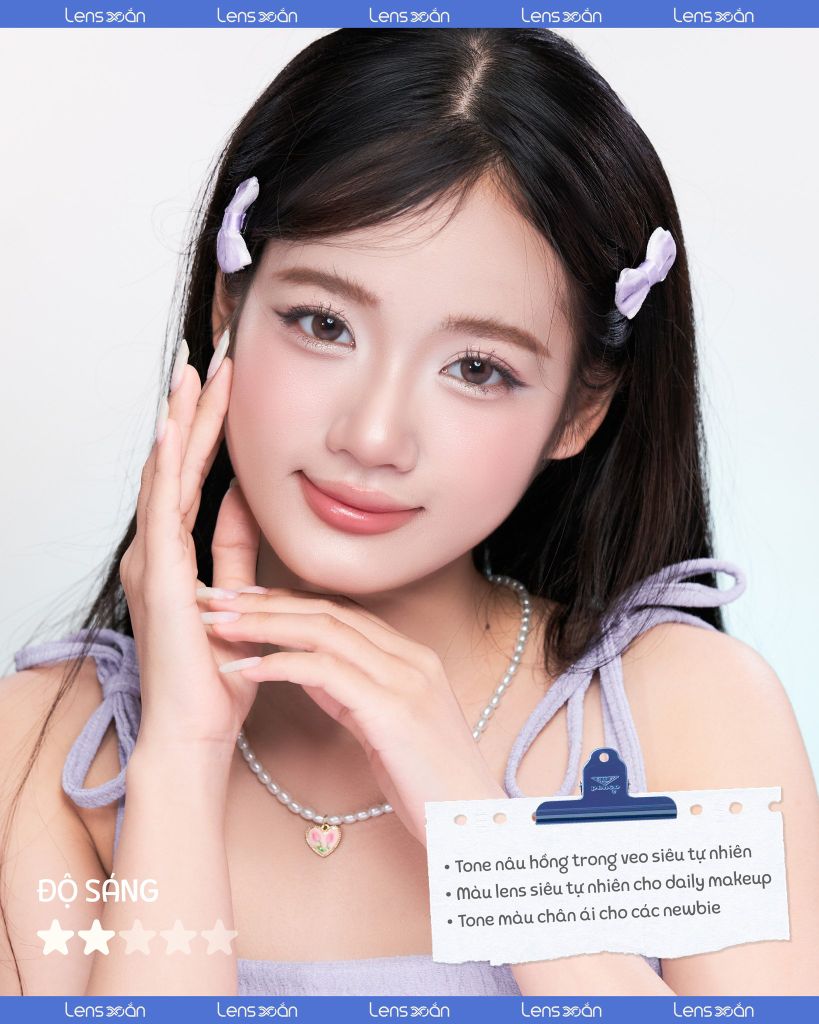 Ảnh bìa lens Coco Mio Roze Brown – Lens nâu hồng dịu dàng, tự nhiên trong veo