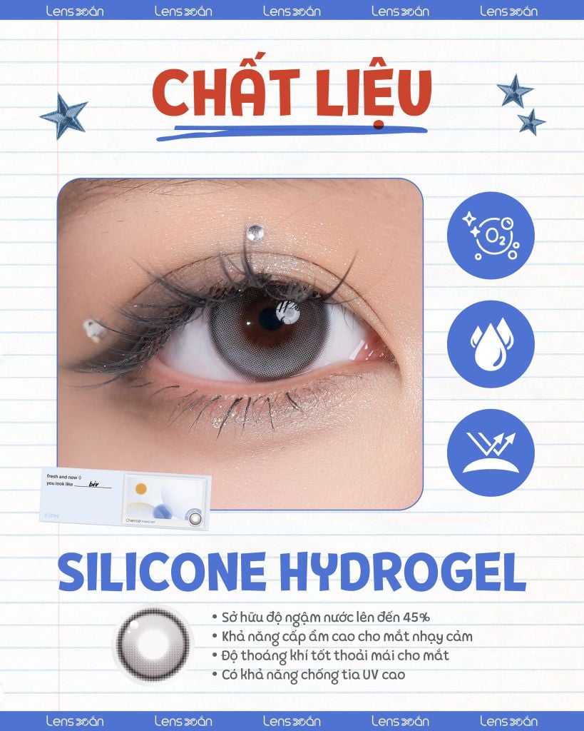 BIV Fixing Venti Charcoal – lens xám than đá ánh bạc 1 ngày, công nghệ Fixing 180°