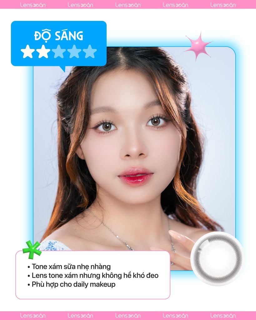 Ảnh Glee Gray – lens xám sữa nhẹ nhàng, tự nhiên
