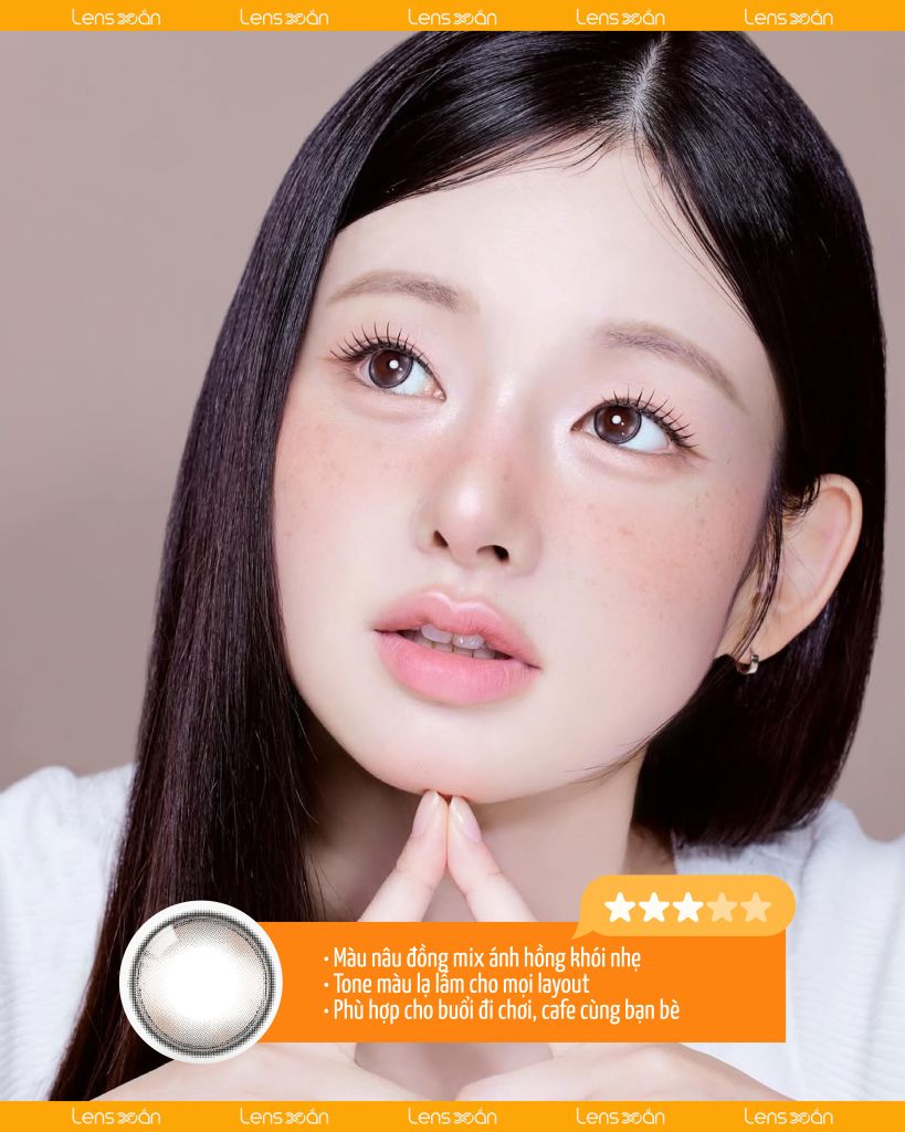 Meow Devon Beige – lens nâu đồng bling bling mới nhất BST Meow Fluffy