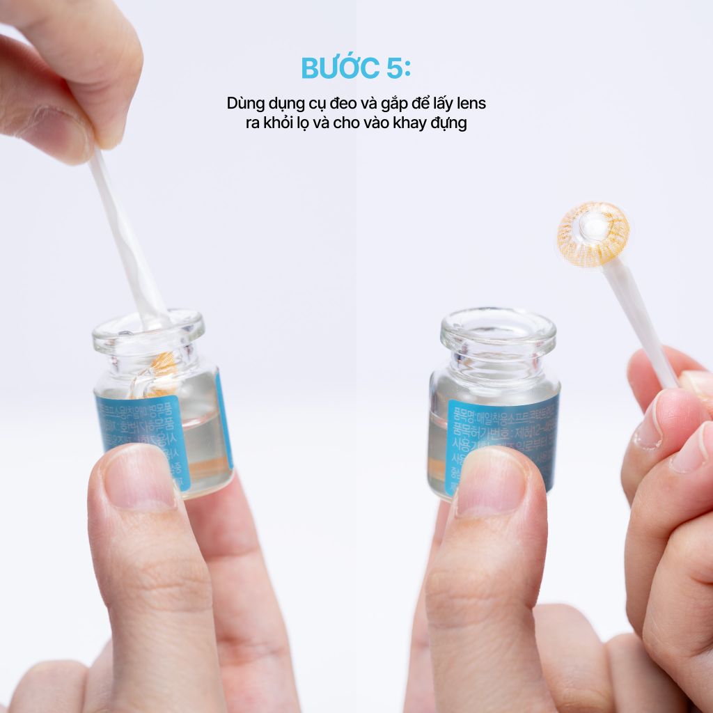 Vị trí mũi tên trên nắp lọ lens – bước xác định đầu tiên