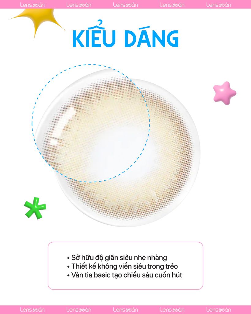 Lens Dear Brown màu nâu hạt dẻ nhẹ nhàng ánh vàng, G.DIA 13.0mm, không viền tự nhiên