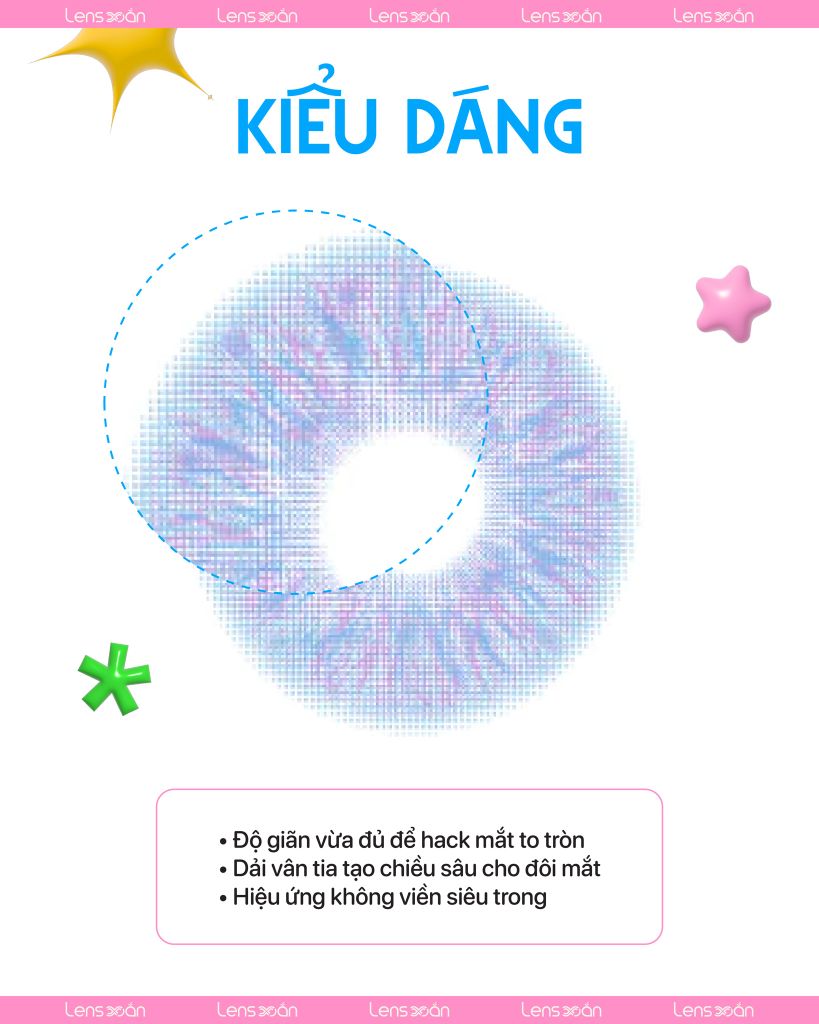 Lens Siesta Black Twilight – Lens tím ánh xanh không viền, vân tia nhẹ nhàng tựa hoàng hôn