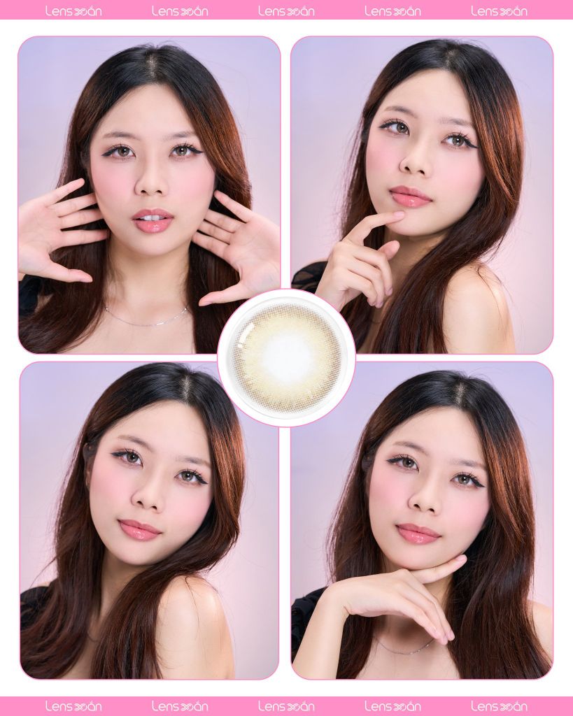Lens Dear Brown màu nâu hạt dẻ nhẹ nhàng ánh vàng, G.DIA 13.0mm, không viền tự nhiên