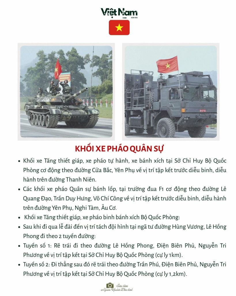 Lịch trình chi tiết các khối diễu binh A80 Quốc khánh 2-9 tại Hà Nội