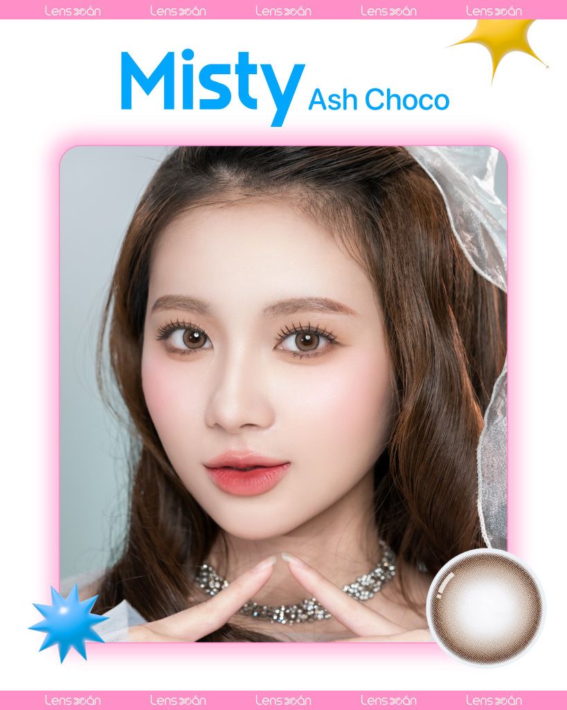 Misty Ash Choco – Lens 1 ngày tone nâu choco ánh xám, tự nhiên và nhẹ nhàng, thiết kế viền trong suốt tạo đôi mắt trong veo