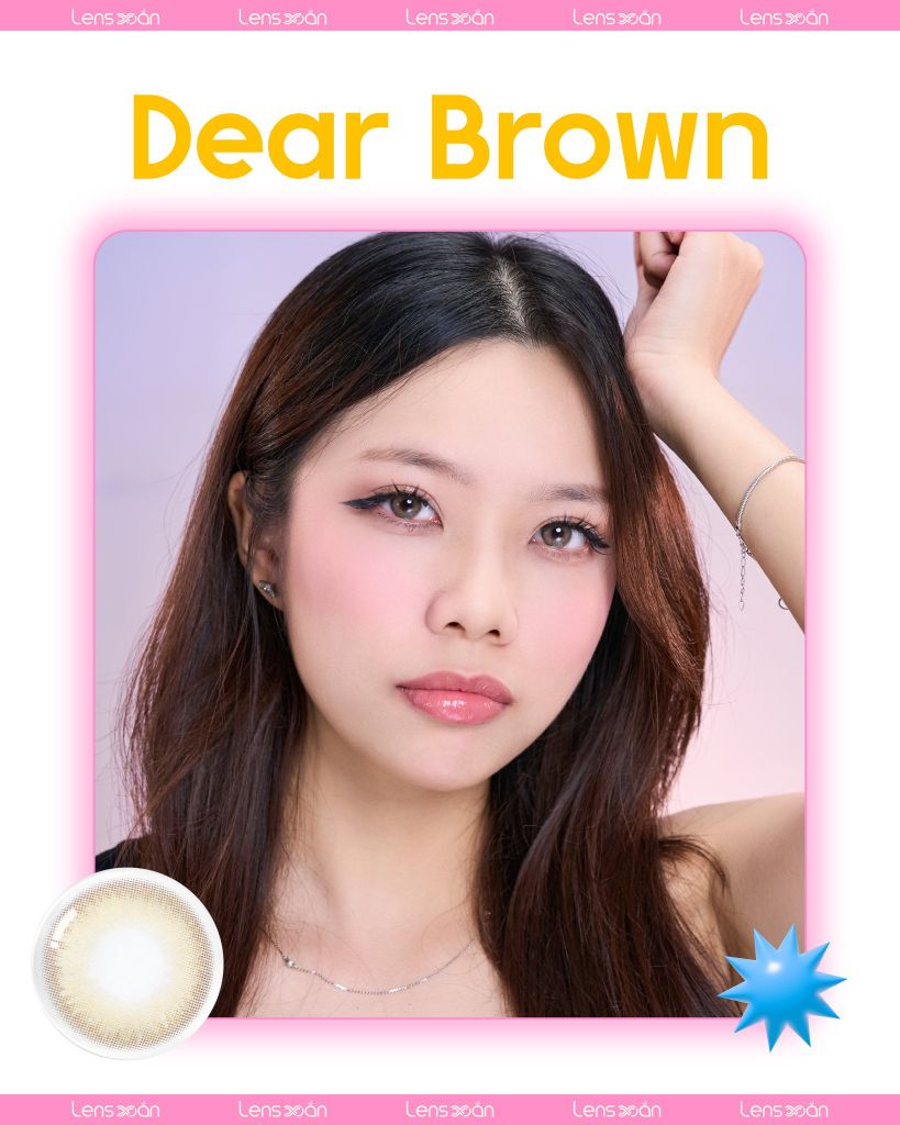 Lens Dear Brown màu nâu hạt dẻ nhẹ nhàng ánh vàng, G.DIA 13.0mm, không viền tự nhiên