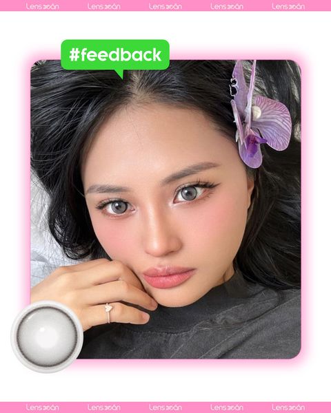 Lens xám ánh trà Dekame Hug Me Gray với G.DIA 13.9mm, chất liệu Silicone Hydrogel cho mắt sáng tự nhiên.