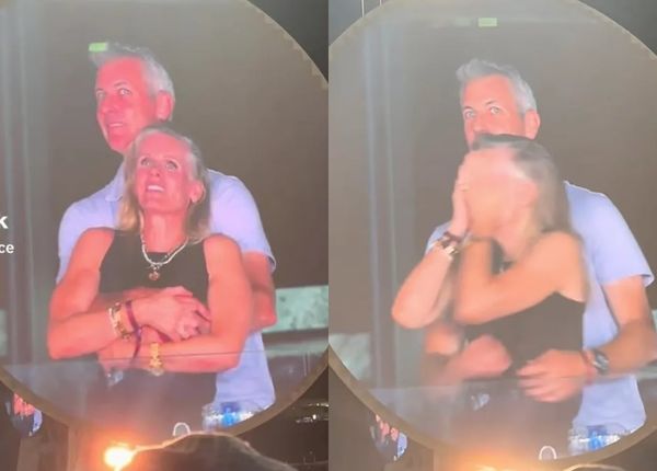 Ảnh cặp đôi bị kiss cam chiếu tại concert Coldplay: CEO Andy Byron và Kristin Cabot ôm nhau