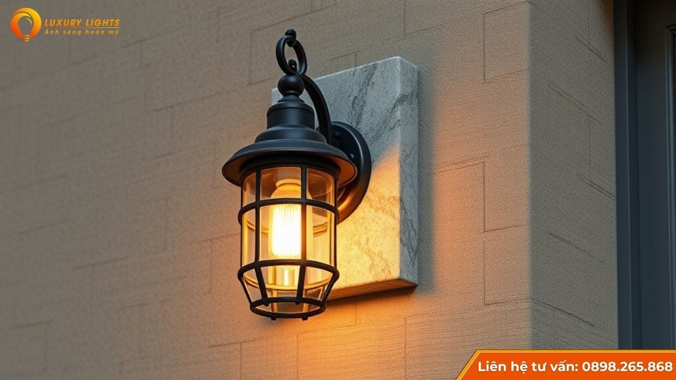 Đèn ốp tường vỏ ngoài bằng đá