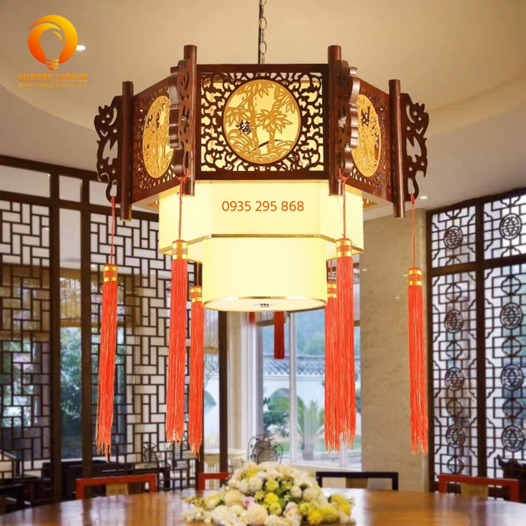 Đèn thả gỗ trang trí phòng thờ DGAD-46
