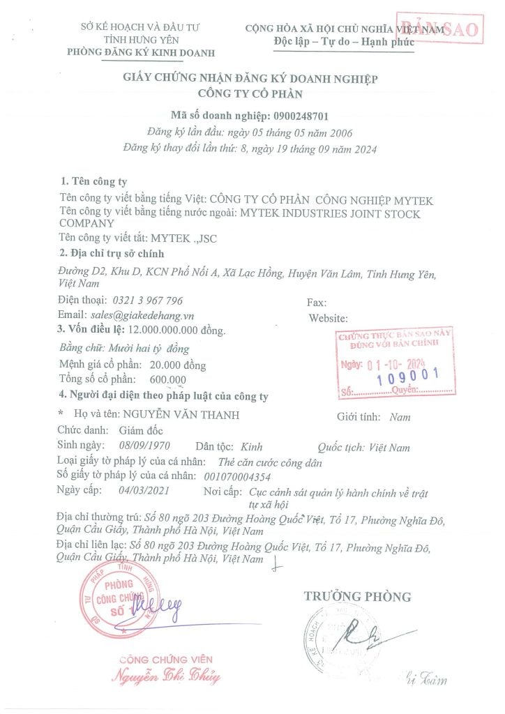 Chứng nhận đăng ký kinh doanh