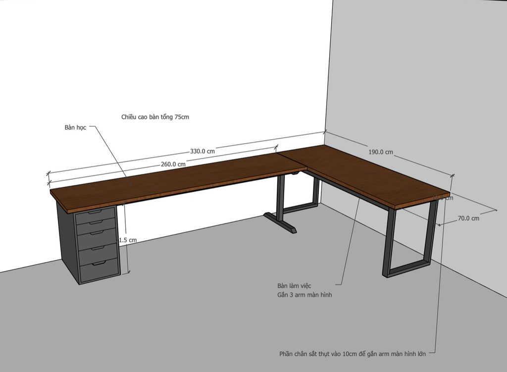 1 Kích thước bàn làm việc chuẩn khoa học hiện đại 2022